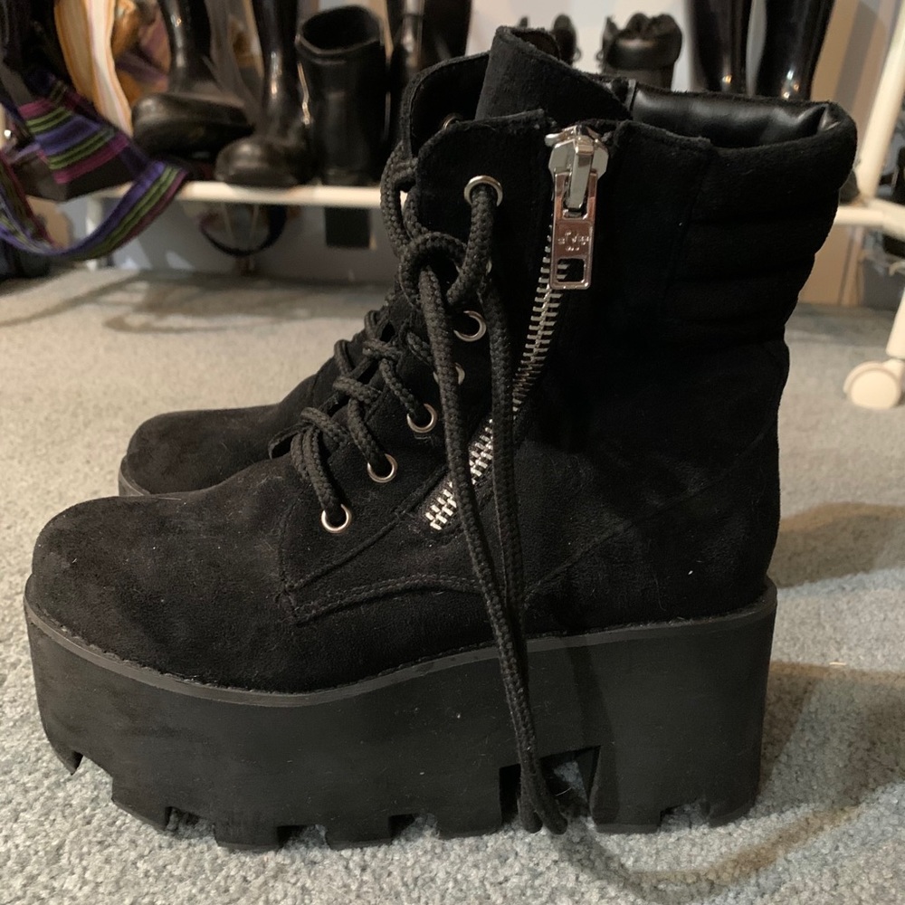 Black platform boots